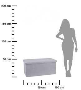 Pufa ze schowkiem jasno szara 76 cm Otwierana skrzynia, tapicerowana, siedzisko z pojemnikiem do przedpokoju, salonu lub sypialn