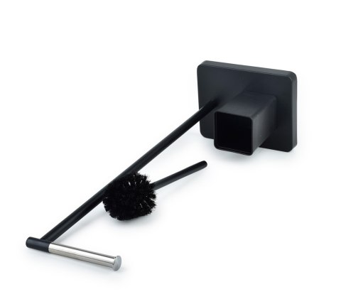 Stojak na papier ze szczotką DeaWykonany z tworzywa sztucznego oraz metalu, kolor czarno srebrny, wyposażony w antypoślizgową po
