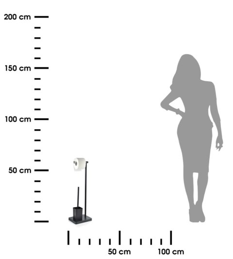 Stojak na papier ze szczotką DeaWykonany z tworzywa sztucznego oraz metalu, kolor czarno srebrny, wyposażony w antypoślizgową po