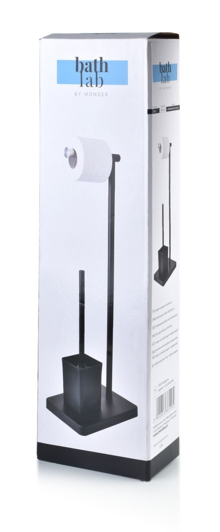 Stojak na papier ze szczotką DeaWykonany z tworzywa sztucznego oraz metalu, kolor czarno srebrny, wyposażony w antypoślizgową po