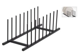 Stojak na talerze organizer metalowy Wykonany z metalu w kolorze czarnym, minimalistyczny stojaczek na 8 talerzyków lub pokrywek