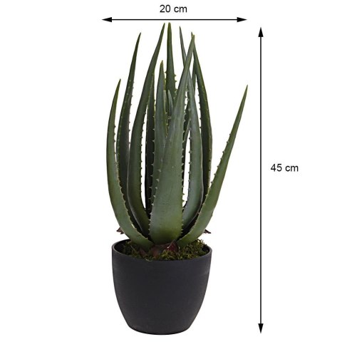 Sztuczny Aloes w donicy 45 cm Wykonana z tworzywa sztucznego roślina, do dekoracji wnętrz, tarasów, balkonów i ogrodów z rodziny
