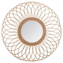 Wiklinowe lustro ścienne Rose 57 cm Pleciona rama wykonana z wikliny, naturalna kolorystyka, stylowy i funkcjonalny dodatek do w