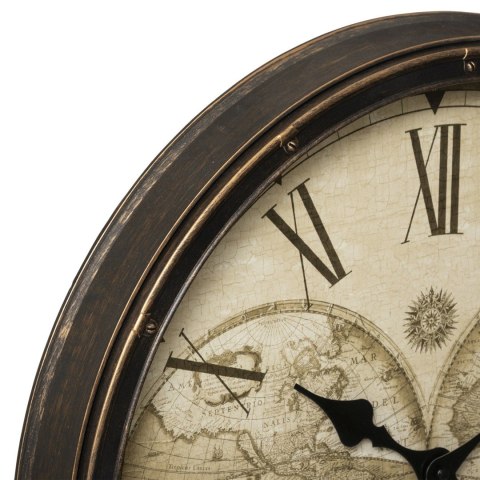 Zegar ścienny Tomy z mapą świata 51 cmDekoracyjny zegar do powieszenia na ścianie, tarcza zdobiona motywem ziemskiego globu, rzy
