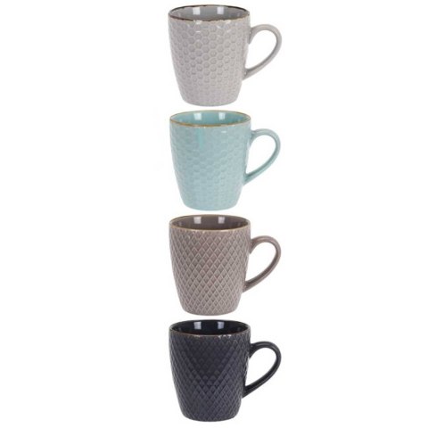 Zestaw kubków ceramicznych 4 szt 200 ml W stylu Glamour w czterech różnych wzorach i pastelowych kolorach zapakowanych w eleganc