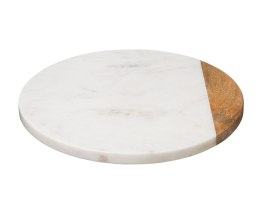 Deska obrotowa 30 cm White Marble Biała deska obrotowa do serwowania przekąsek, dekoracyjna tacka na świece, wykonana z solidneg