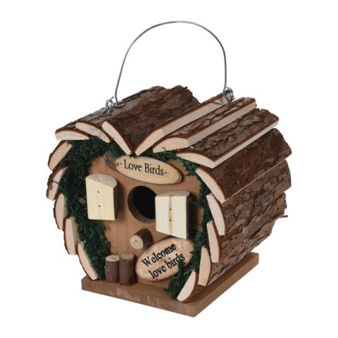 Domek dla ptaków Love Birds Wykonany z drewna, wiszący domek, budka lęgowa dla ptaków, pełniący także funkcję karmnika, o wymiar