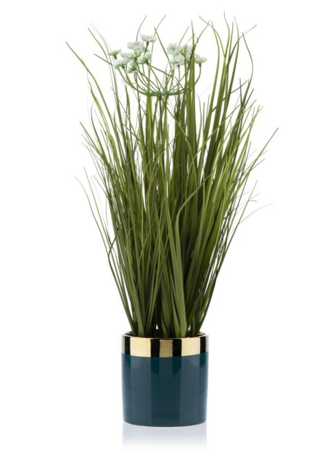 Doniczka Cindy Green Gold 11 cm zielona Zielono-złota osłonka na doniczkę, prosta, minimalistyczna, idealna do wnętrz klasycznyc