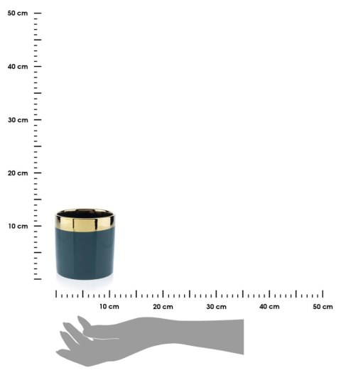 Doniczka Cindy Green Gold 11 cm zielona Zielono-złota osłonka na doniczkę, prosta, minimalistyczna, idealna do wnętrz klasycznyc