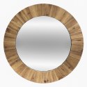 Drewniane lustro ścienne Jazlyn 83 cm Gruba rama wykonana z drewna jodłowego, naturalna kolorystyka, stylowy i funkcjonalny doda