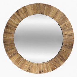 Drewniane lustro ścienne Jazlyn 83 cm Gruba rama wykonana z drewna jodłowego, naturalna kolorystyka, stylowy i funkcjonalny doda