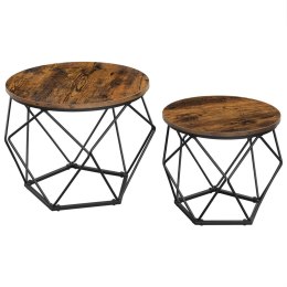 Komplet dwóch stolików kawowych LOFT Wykonany z metalu i solidnej płyty MDF, praktyczne i wytrzymałe stoliki kawowe do salonu bi