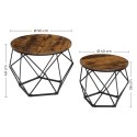 Komplet dwóch stolików kawowych LOFT Wykonany z metalu i solidnej płyty MDF, praktyczne i wytrzymałe stoliki kawowe do salonu bi