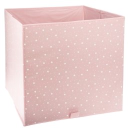 Kosz tekstylny na zabawki Pink Stars W kolorze różowym z białymi gwiazdkami, składany i wygodny w przechowywaniu, funkcjonalne u