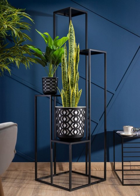 Kwietnik KASKADA stojak czarny 150 cm Wykonany z metalu, prosty i stylowy stojak czarny na kwiaty i rośliny w stylu industrialny