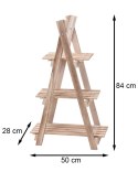 Kwietnik drabina 3 poziomy 84 cm Drewniany stojak pełniący funkcję kwietnika lub też regału na dekoracje, wyposażony w 3 półki, 