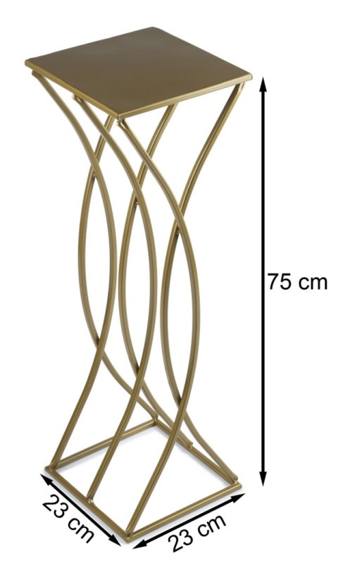 Kwietnik nowoczesny stojak złoty 75 cm Wykonany z metalu, prosty i stylowy stojak na kwiatki w kolorze złotym