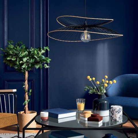 Lampa wisząca Alara Black 70 cmAżurowy abażur wykonany z metalu, lekka konstrukcja, funkcjonalny oraz stylowo wyglądający dodate