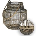 Lampion druciany złoty z rączką 18 cm Metalowa latarnia wyposażona w rączkę do przenoszenia lub zawieszenia, do wnętrz, na taras