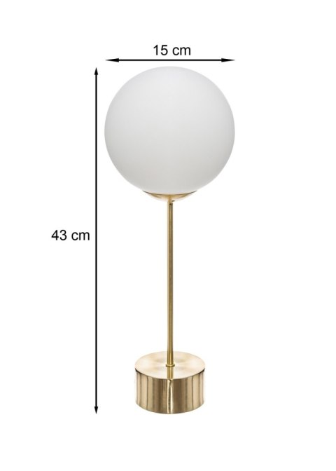Lampka nocna Dris Gold szklany klosz Wykonana z metalu, okrągła podstawa, minimalistyczny i elegancki design
