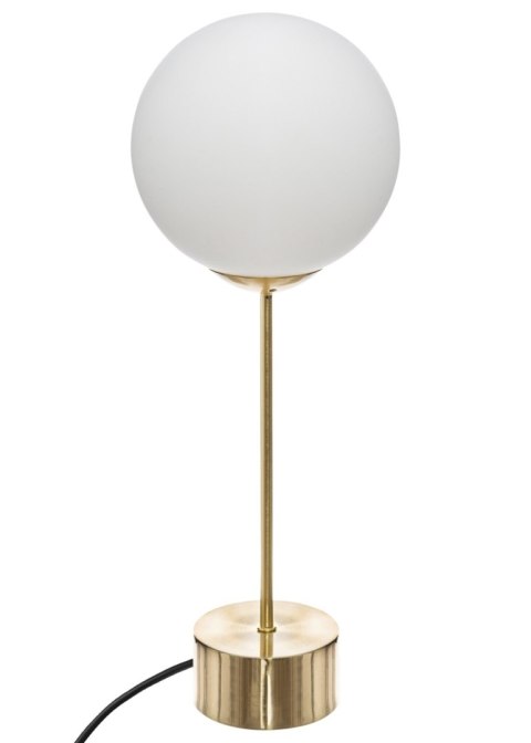 Lampka nocna Dris Gold szklany klosz Wykonana z metalu, okrągła podstawa, minimalistyczny i elegancki design