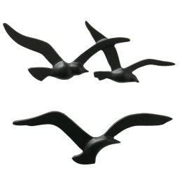 Ozdoba ścienna Latające Ptaki czarne Wykonane z aluminium o chropowatej powierzchni, lakierowane na kolor czarny, nowoczesny i o