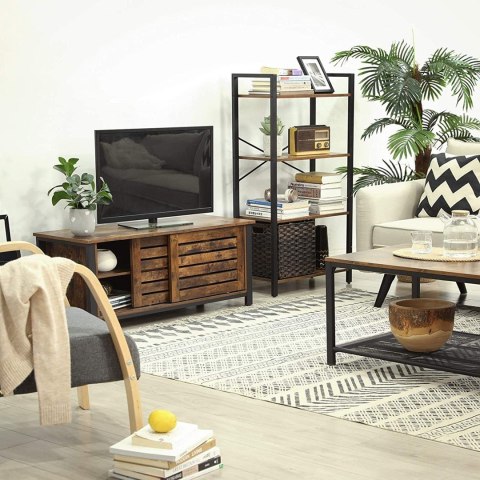 Półka regał do salonu lub biura LOFT Wykonany z metalu i solidnej płyty MDF, praktyczna i stylowa witryna na dokumenty, książki 