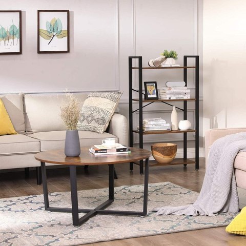 Półka regał do salonu lub biura LOFT Wykonany z metalu i solidnej płyty MDF, praktyczna i stylowa witryna na dokumenty, książki 