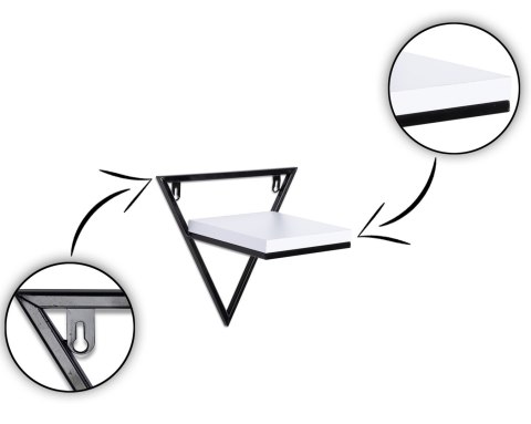 Półka wisząca metalowa z blatem białym Wykonany z metalu i solidnej płyty MDF, metalowa półka w stylu LOFT oraz industrialnym