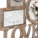 Ramka ścienna na 6 zdjęć Love brązowa W kolorze przecieranego drewna, przyozdobiona dekoracyjnymi wkładkami, na fotografie w for