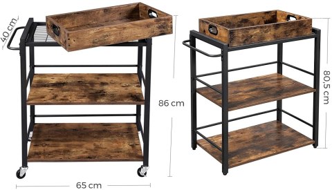 Stolik kuchenny do serwowania mobilny Wykonany z metalu i solidnej płyty MDF, praktyczny i wytrzymały stoliczek do serwowania po