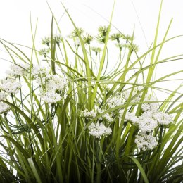 Sztuczna trawa kwitnąca w doniczce 46 cm Sztuczna trawa w białej, cementowej doniczce, prezentuje się bardzo naturalnie, zakończ
