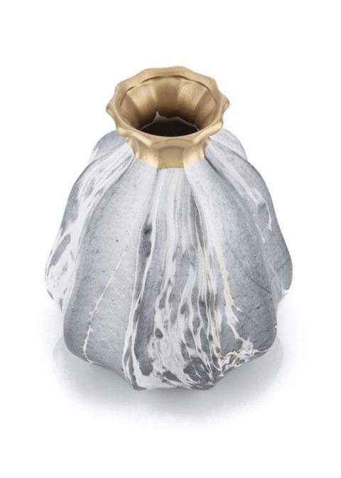 Wazon Liam Marbling Gold 21 cm Elegancki wazon w odcieniach szarości i bieli z dodatkiem złota, nietuzinkowa dekoracja do salonu
