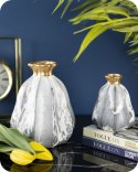 Wazon Liam Marbling Gold 21 cm Elegancki wazon w odcieniach szarości i bieli z dodatkiem złota, nietuzinkowa dekoracja do salonu