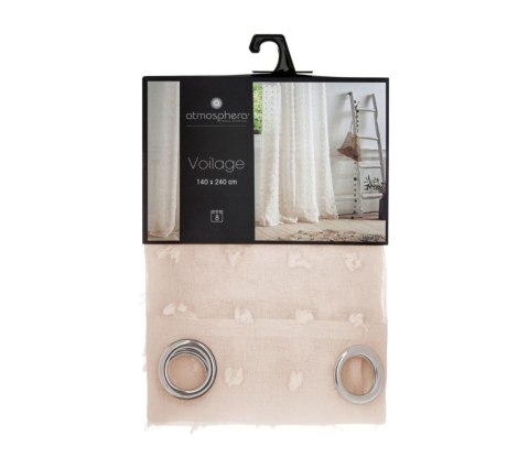 Zasłona na kółkach beżowa 140x240 cm Wykonana z trwałej, powabnej tkaniny z delikatnym zdobieniem i przelotkami