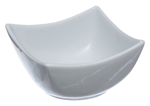 Zestaw do przekąsek białe miski na tacy Zestaw do serwowania przekąsek, składający się z trzech porcelanowych miseczek i bambuso