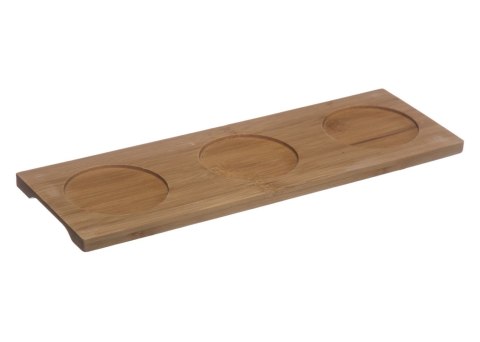 Zestaw do przekąsek białe miski na tacy Zestaw do serwowania przekąsek, składający się z trzech porcelanowych miseczek i bambuso