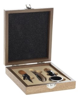 Zestaw sommeliera w pudełku 4 elementy Akcesoria do wina w drewnianym pudełku: korkociąg z otwieraczem do butelek, nóż sommelier