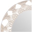 Bawełniane lustro ścienne Palm 56 cm Okrągła rama wykonana z metalu w bawełnianym oplocie, naturalna kolorystyka, stylowy i funk
