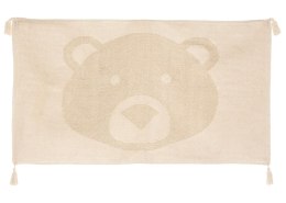 Dywan dla dzieci Bear 60x90 cm Beżowy dywanik w formie maty, ozdobiony motywem pluszowego misia oraz frędzlami, wykonany z baweł