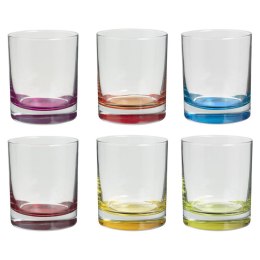 Komplet 6 kolorowych szklanek 300 ml Zestaw szklanek wykonanych z odpornego szkła, sprawdzi się do serwowania zimnych napojów i 