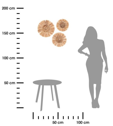 Komplet ozdób ściennych RaffiaDekoracje wykonane z naturalnej rafii, w kształcie okręgów, doskonałe uzupełnienie aranżacji w sty