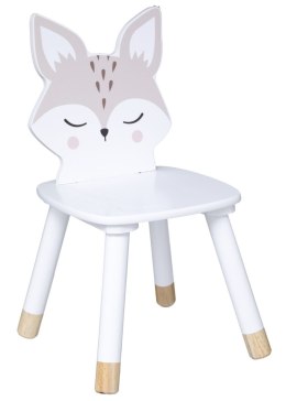 Krzesło dziecięce Fox Siedzisko i oparcie wykonane z solidnej płyty MDF, nóżki z naturalnego drewna sosnowego, oparcie przedstaw