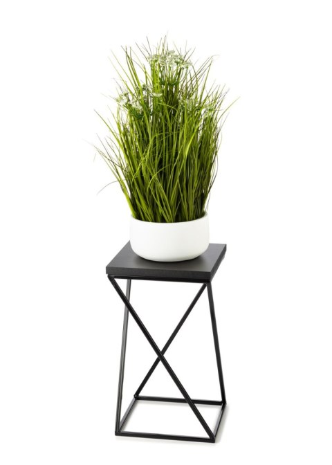 Kwietnik stojący 40 cm blat MDF czarny Wykonany z metalu oraz płyty MDF solidny i stylowy kwietnik w stylu industrialnym oraz LO