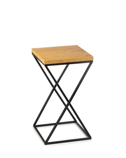 Kwietnik stojący 40 cm z blatem Dąb LOFT Wykonany z metalu oraz płyty MDF solidny w kolorze Dąb Lancelot i czarny stojak, stylow