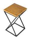 Kwietnik stojący 40 cm z blatem Dąb LOFT Wykonany z metalu oraz płyty MDF solidny w kolorze Dąb Lancelot i czarny stojak, stylow
