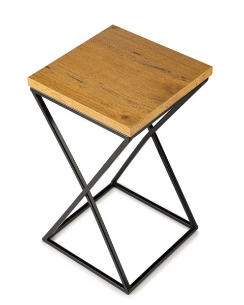 Kwietnik stojący 40 cm z blatem Dąb LOFT Wykonany z metalu oraz płyty MDF solidny w kolorze Dąb Lancelot i czarny stojak, stylow