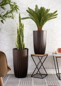 Kwietnik stojący 40 cm z blatem Dąb LOFT Wykonany z metalu oraz płyty MDF solidny w kolorze Dąb Lancelot i czarny stojak, stylow