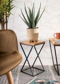 Kwietnik stojący 40 cm z blatem Dąb LOFT Wykonany z metalu oraz płyty MDF solidny w kolorze Dąb Lancelot i czarny stojak, stylow