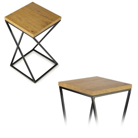 Kwietnik stojący 40 cm z blatem LOFT Dąb Wykonany z metalu oraz płyty MDF solidny i stylowy kwietnik w stylu industrialnym oraz 